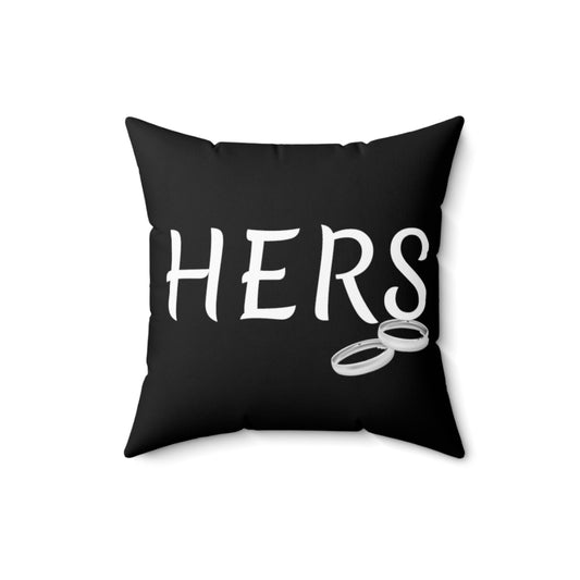 Hers- Faux Suede Square Pillow