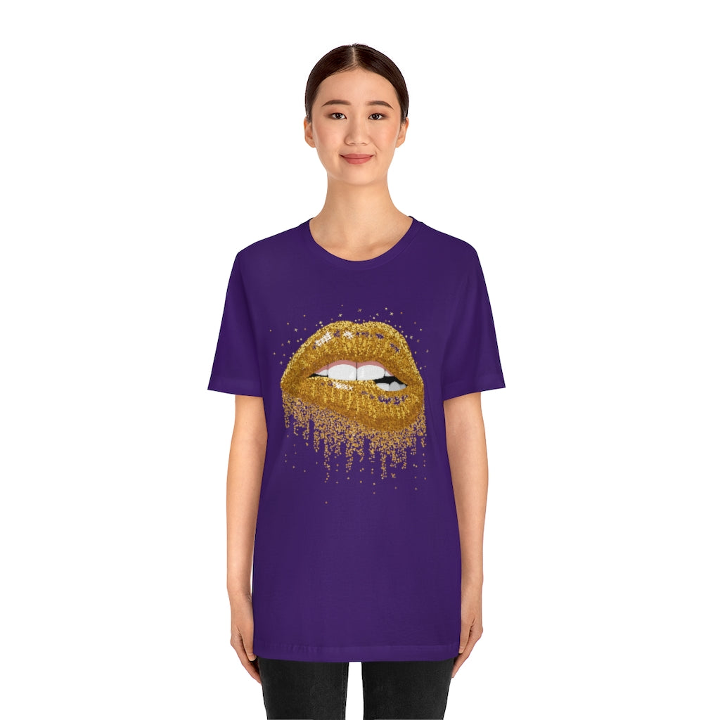 Gold Lips- Unisex Jersey Short Sleeve Tee